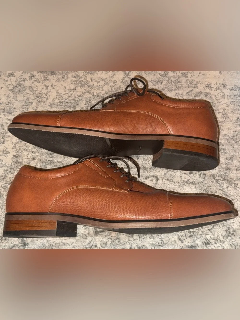 ALDO Colbeck Men’s Brown Cognac Cap Toe Oxford Dress Shoes Size 9